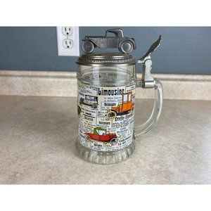 BMF Germany Glass Automotive Themed Beer Stein With Pewter Car Lid